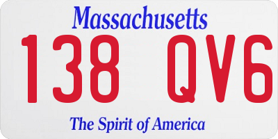 MA license plate 138QV6