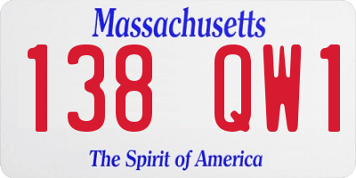 MA license plate 138QW1