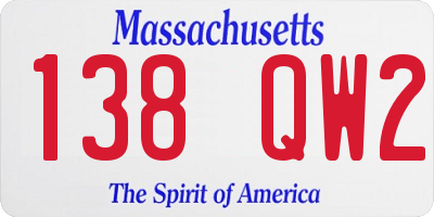 MA license plate 138QW2