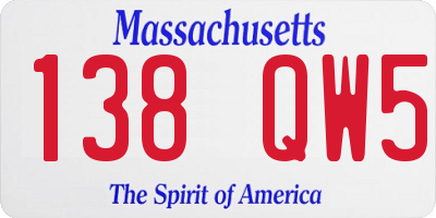 MA license plate 138QW5