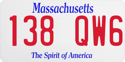 MA license plate 138QW6