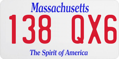 MA license plate 138QX6