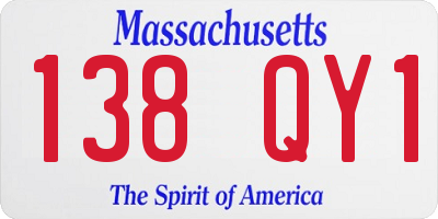 MA license plate 138QY1