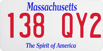 MA license plate 138QY2