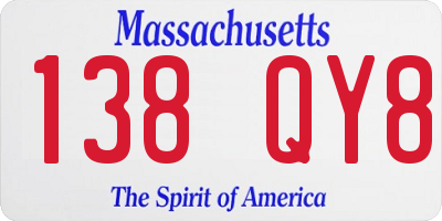 MA license plate 138QY8