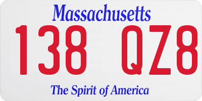 MA license plate 138QZ8