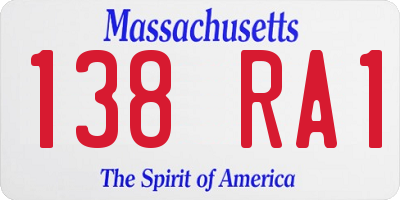 MA license plate 138RA1