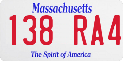 MA license plate 138RA4