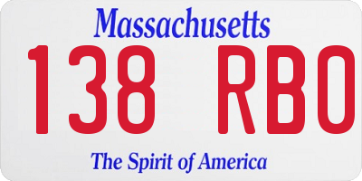 MA license plate 138RB0