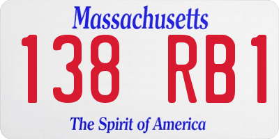 MA license plate 138RB1