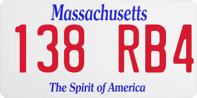 MA license plate 138RB4