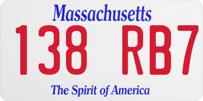 MA license plate 138RB7