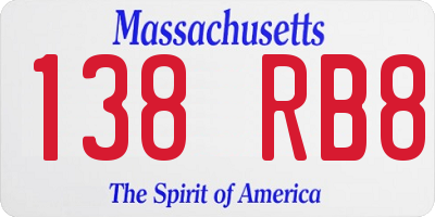 MA license plate 138RB8