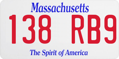 MA license plate 138RB9