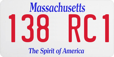 MA license plate 138RC1