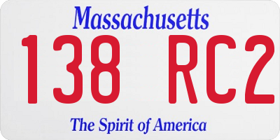 MA license plate 138RC2