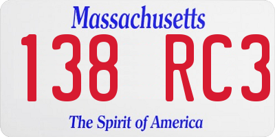 MA license plate 138RC3