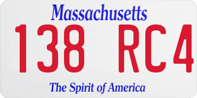 MA license plate 138RC4