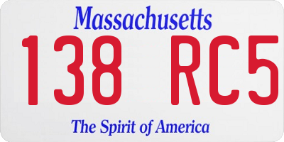 MA license plate 138RC5