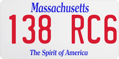 MA license plate 138RC6