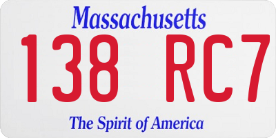 MA license plate 138RC7