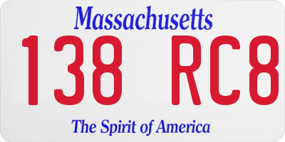 MA license plate 138RC8