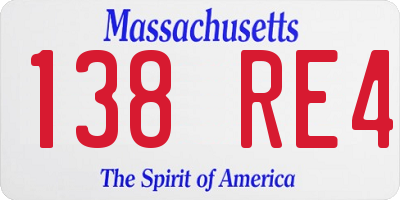 MA license plate 138RE4
