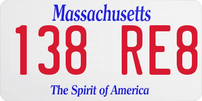 MA license plate 138RE8