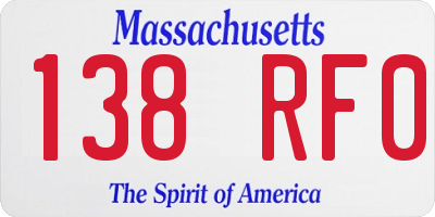 MA license plate 138RF0