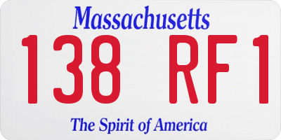 MA license plate 138RF1