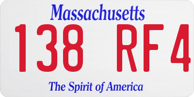 MA license plate 138RF4
