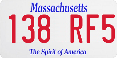 MA license plate 138RF5