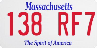 MA license plate 138RF7
