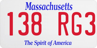 MA license plate 138RG3