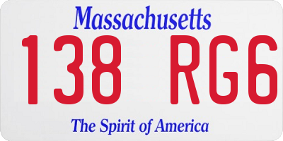 MA license plate 138RG6