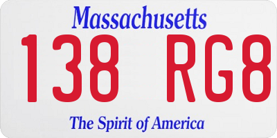 MA license plate 138RG8