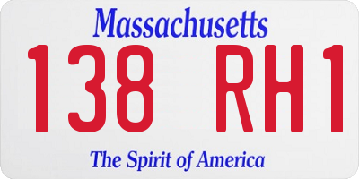 MA license plate 138RH1