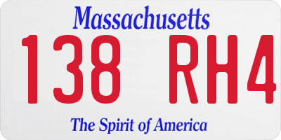 MA license plate 138RH4