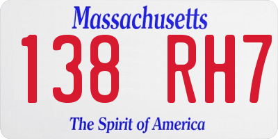 MA license plate 138RH7