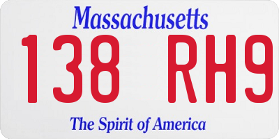 MA license plate 138RH9