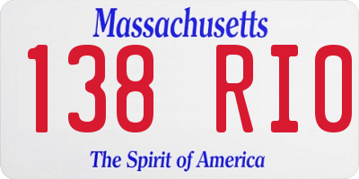 MA license plate 138RI0