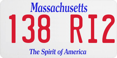 MA license plate 138RI2