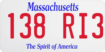MA license plate 138RI3