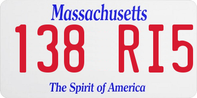 MA license plate 138RI5