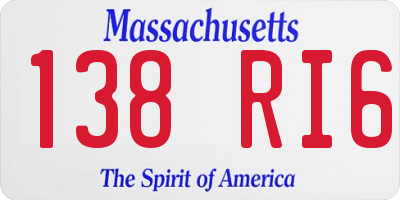 MA license plate 138RI6