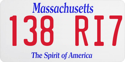 MA license plate 138RI7