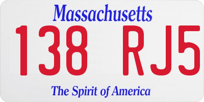 MA license plate 138RJ5