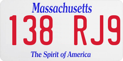 MA license plate 138RJ9