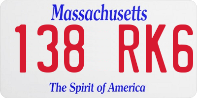 MA license plate 138RK6