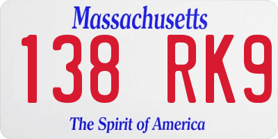 MA license plate 138RK9